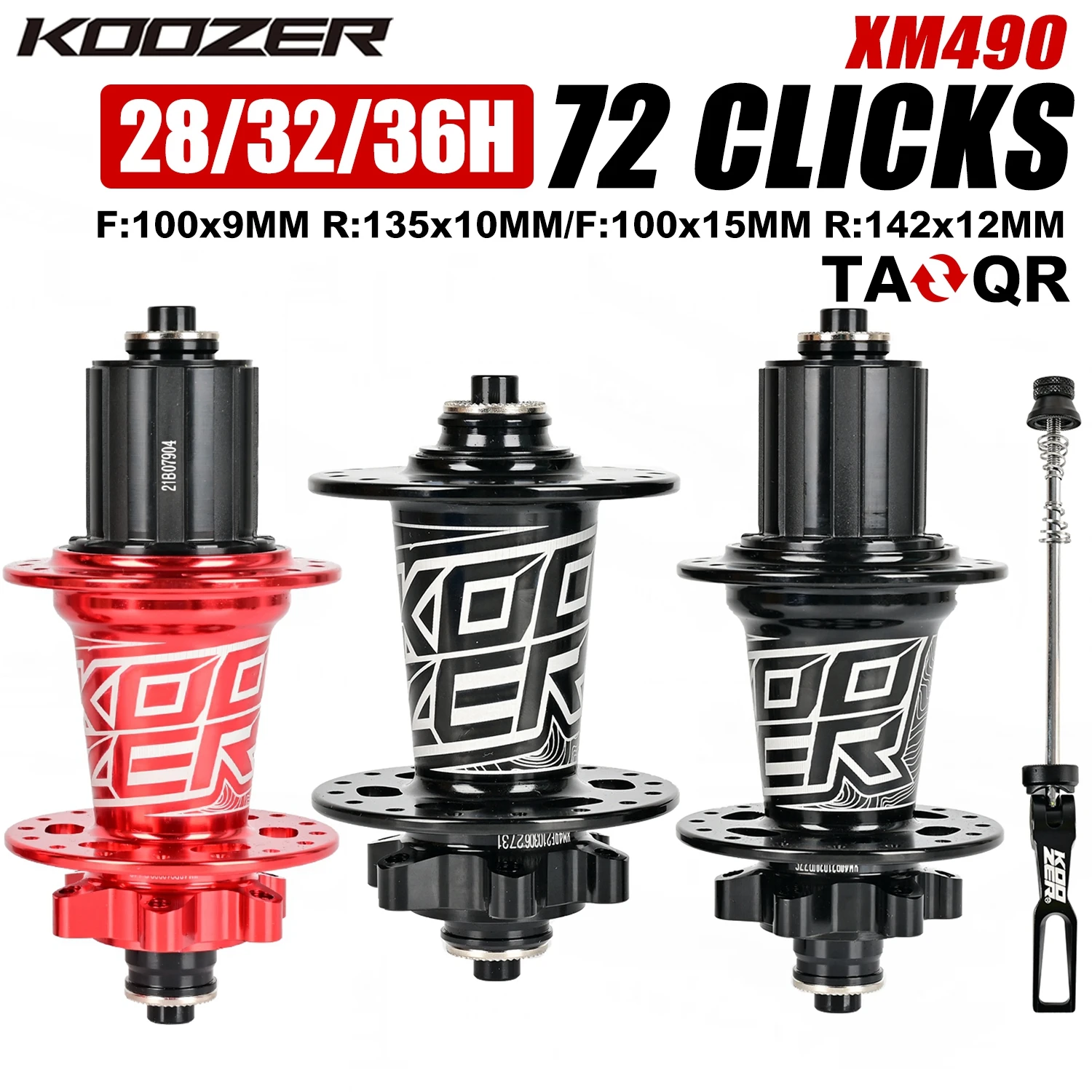 Color: WHITE - Bicycle Hubs KOOZER XM490 Mountain Bike Hubs 6 Pawl 72 Click 28 32 36H Holes HG SX NX 8-12 Speeds 26 27.5 29 Inches Rear Hubs