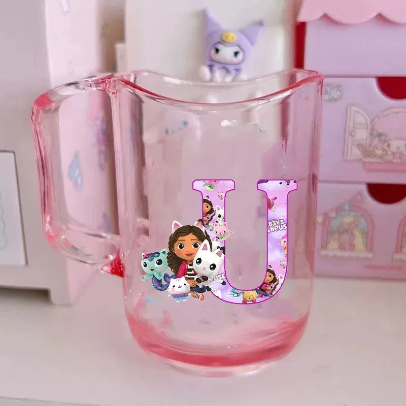 Color: Chocolate, Size: Other - Gabby Dollhouse Letter A-Z Print Water Cup ABS Tooth Brushing Cups Anime Kawaii Cat Kids Toothglass Cups Kids Birthday Gift