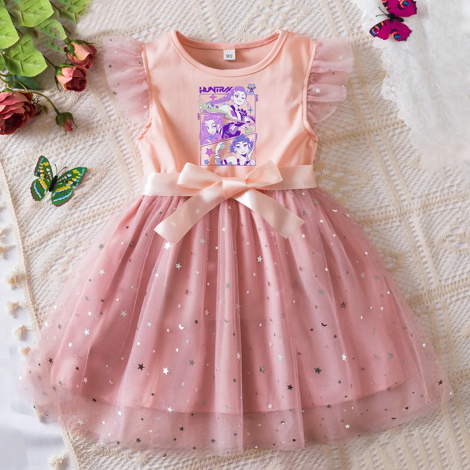 Color: Blue, Size: One Size, Height: 158 - KPop Demon Hunters Girls Dress Kids Party Halloween Carnival Birthday Party Clothes Princess Tutu Dresses Costume Children Gift