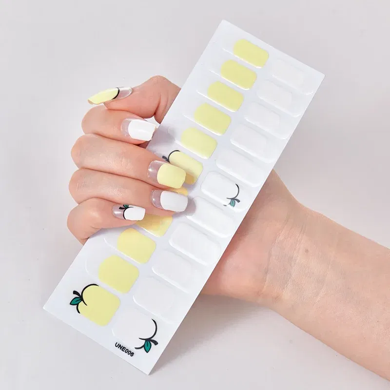 Color: Red - 22 Tips/Sheet Solid Color And Striped Manicure Designer Nail Decals Nailart Sticker Full Beauty Nail Tape Manicure Self Adhesive