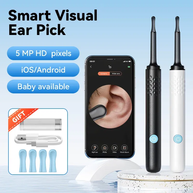 Color: Brown - Visual Ear Cleaner With Camera 6 LED Lights 4.0mm Lens Ear Wax Removal Tool ?‹500W Pixel Camera Take Video 500W HD Earpick Gifts