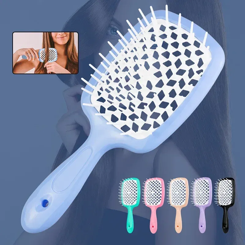 Color: Green - Scalp Massage Combs for Women Salon Hair Brush Air Cushion Combs Hair Comb Ponytail Combs Hollowing Out Fashion Hair Accessories