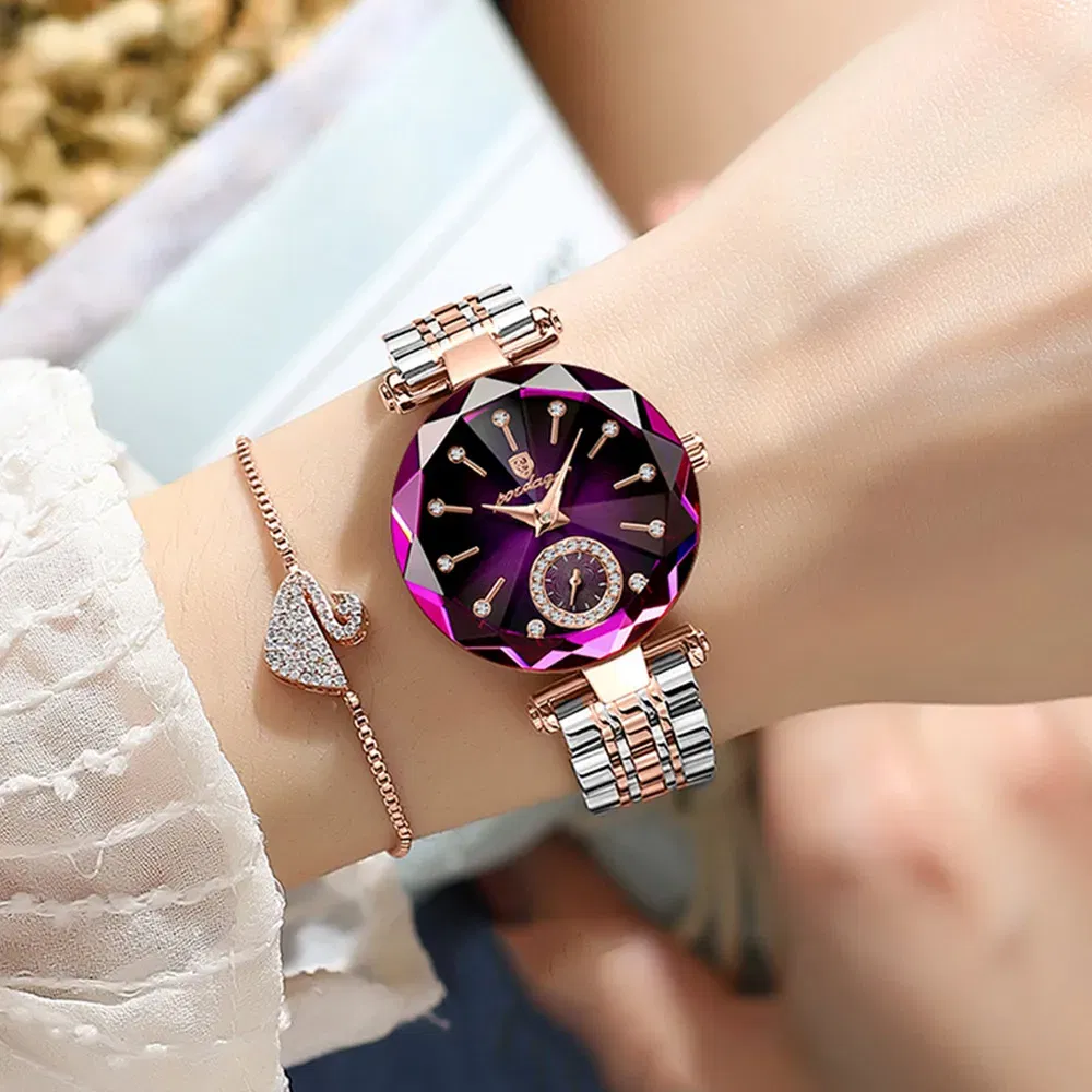 Color: Rose - POEDAGAR Luxury Woman Wristwatch Elegant Waterproof Stainless Steel Watch for Ladies Dress Diamond Quartz Women's Watches Reloj