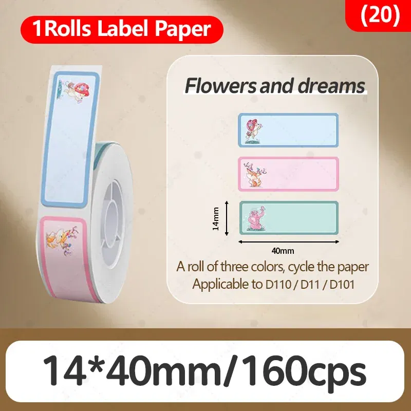 Color: Blue - Niimbot D11/D101/D110 cute cartoon color thermal label sticker self-adhesive waterproof sticker mini portable printer