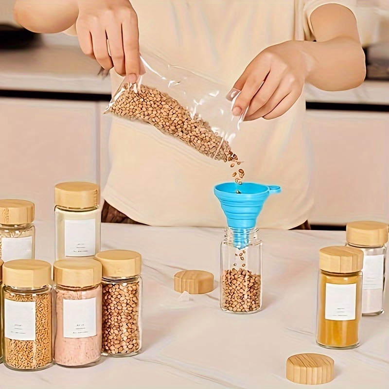 YUMIPLUS 12/24pcs 4Oz Spice Jars with Labels – Thickened Glass Seasoning Jars with Bamboo Lids