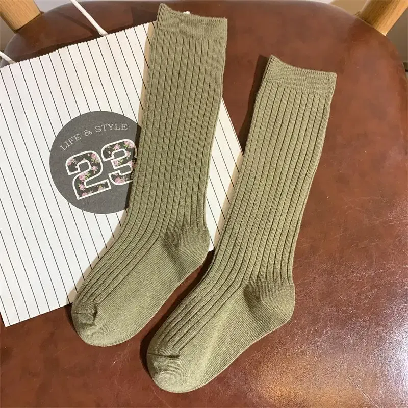 Color: Dark Grey, Size: 7-9T - Baby Long Socks Over The Knee Little Girls Solid Cotton Socks Spring Autumn Long Crew Socks