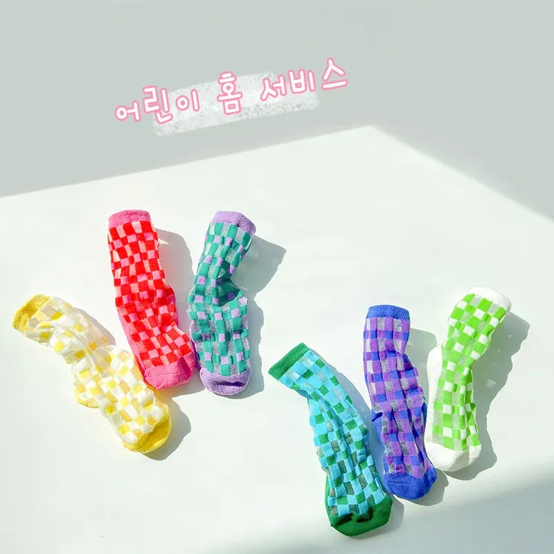 Color: Sky blue, Size: 7-9T - Boys Summer Socks Girls Thin Socks Trendy Pattern Crew Socks Children Socks 3 Pairs