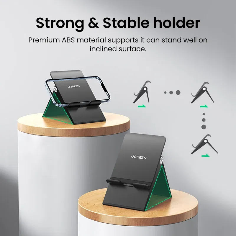 Color: black - UGREEN Phone Stand Holder Desk Cell Phone Dock Stand for iPhone 16 15 14 Pro Max Adjustable Foldable Mobile Phone Holder Stand