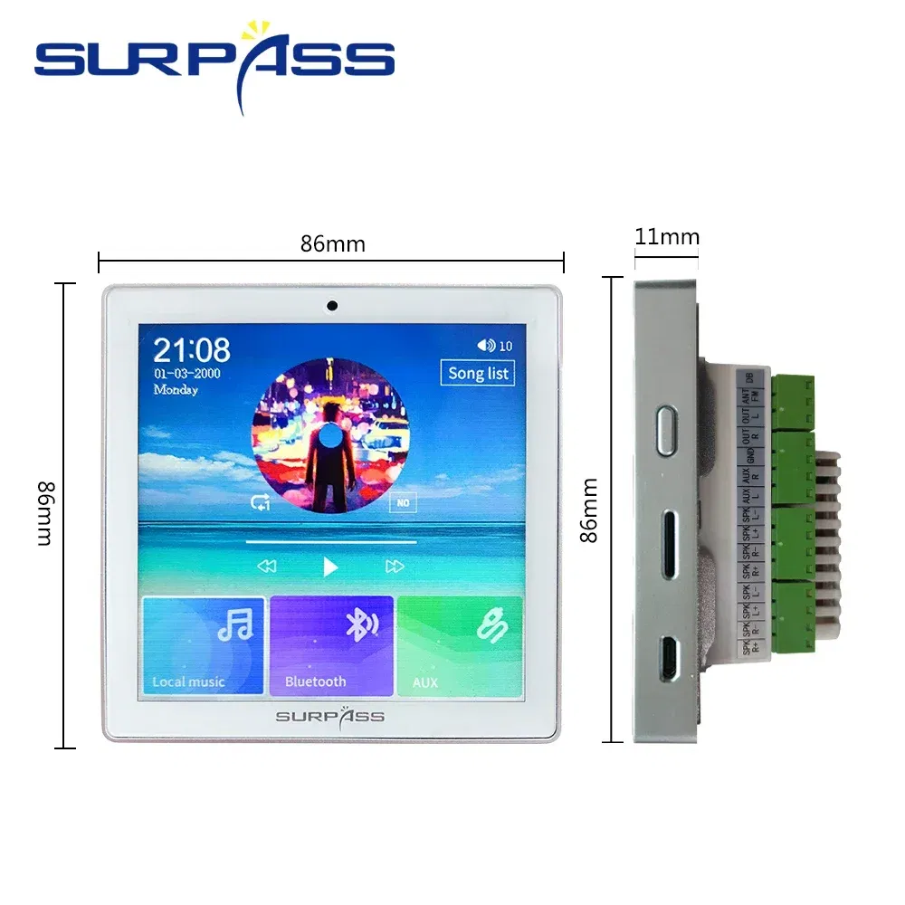 Ships From: United States, Color: Ivory - Smart Home Audio 4 Channel Wireless Bluetooth-compatible Wall Amplifier Mini Multifunction Stereo Board Hifi with Fm Radio