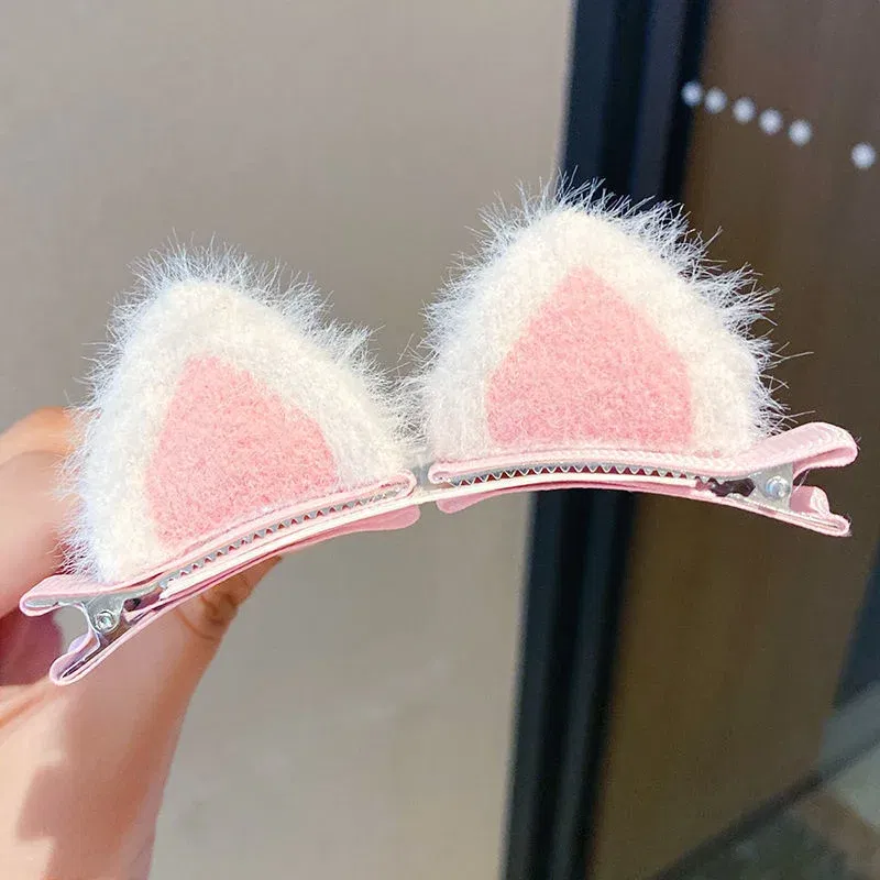 Color: Blue - 2PCS New Plush Cat Ears Hairpins Girls Hair Clips Hair Accessories Women Sweet Cute Barrettes Kids Fashion Headwear Ornaments