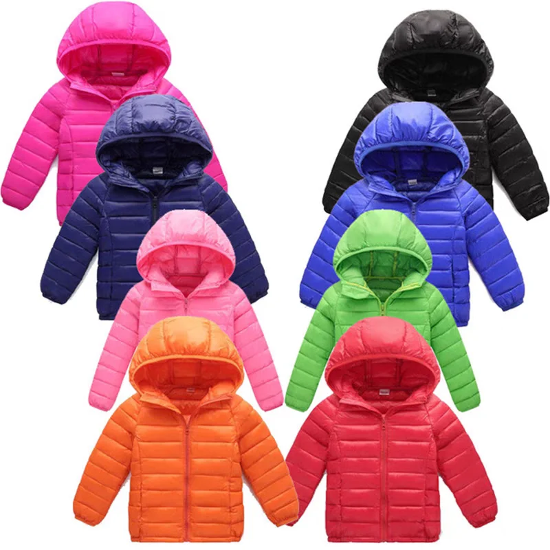 Color: Pink, Kid Size: 5 - Boys Girls Autumn Down Coats Kids Winter Windproof Jackets Children Solid Color Hooded Outerwear Teenager Fashion Warm Clothing