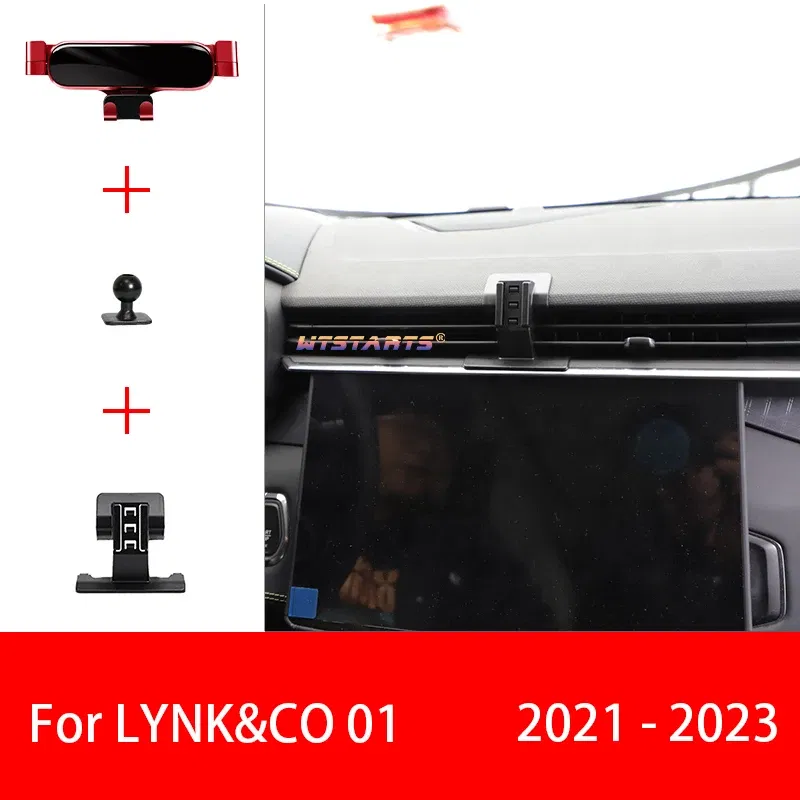 Color Name: Gold - For Lynk&Co 01  2021-2023 Adjustable Car Phone Holder Mobile Mount Gravity GPS Navigation  Bracket Car  Accessories