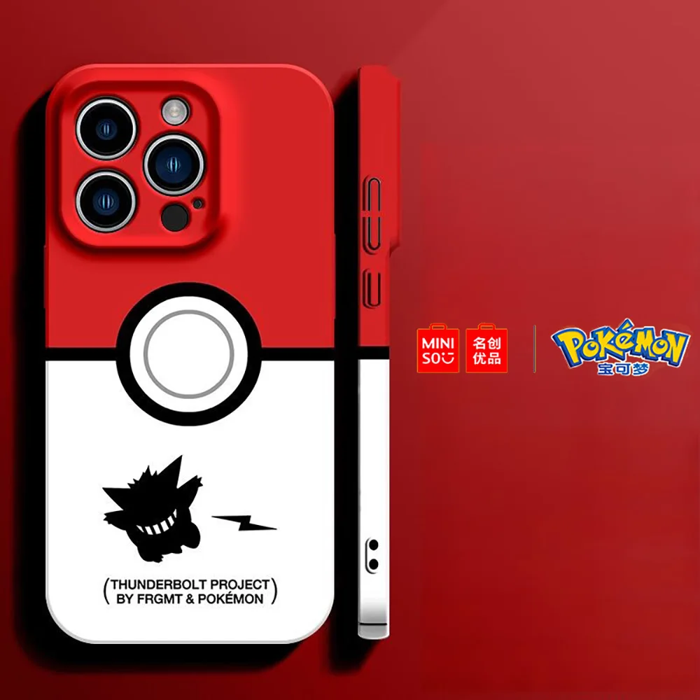 Color: GRAY, Material: tpu - Miniso Pokemon Collaboration Pikachu Gengar Phone Case For iPhone 15 14 13 11 12 16 Pro Max Plus X XR Girl Silicone Phone Case
