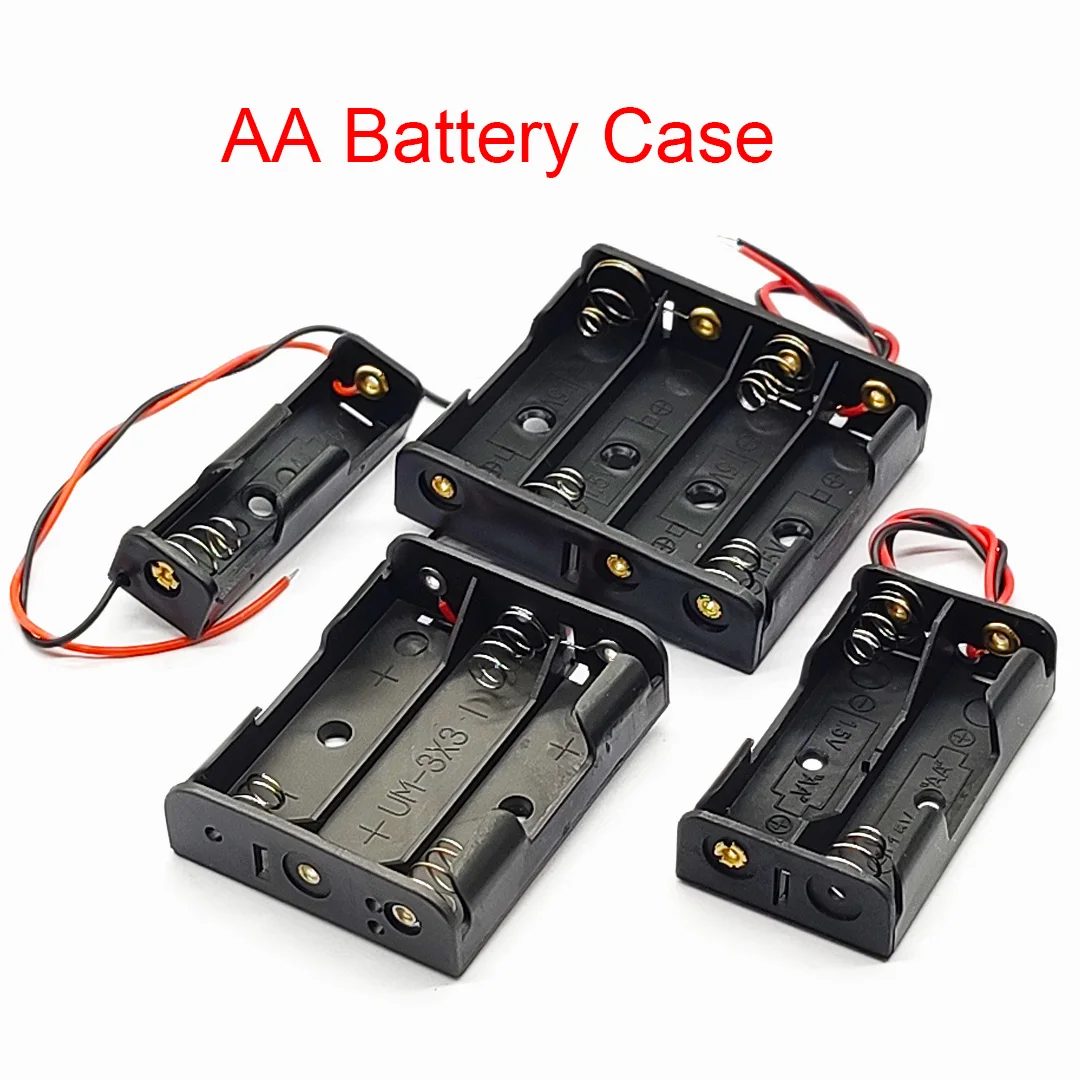 Color: WHITE - AA Battery Holder AA 14500 Size Power Battery Storage Case AA Battery Box 14500 Box Leads With 1 2 3 4 Slots drop shipping