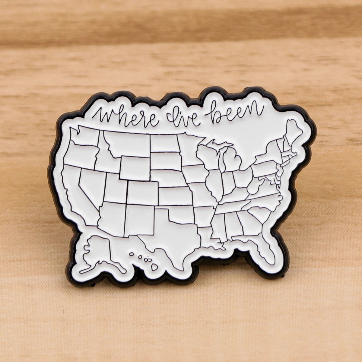 Metal color: SILVER PLATED, Color: WHITE, Main Stone Color: WHITE - American Map Enamel Pins Brooches Woman Men Backpack Bags Badge Fashion Quotation Lapel Jewelry Kids Friends Birthday Gifts