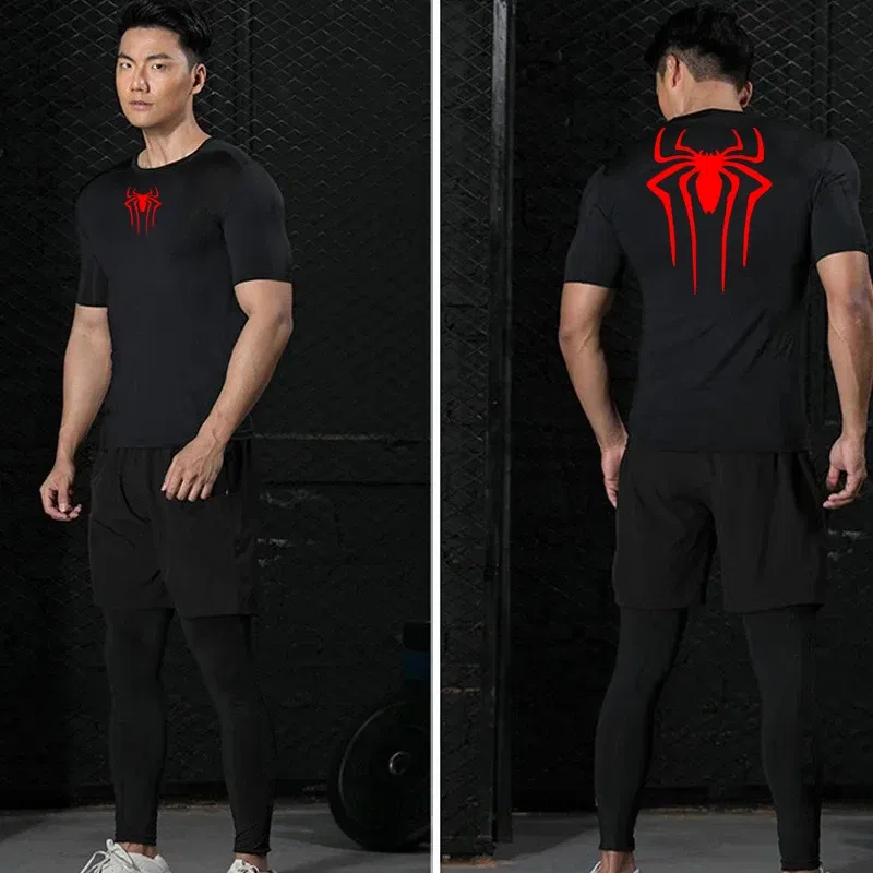 Color: SKY BLUE, Size: L - Printed Men's Athletic Compression Shirts Athletic Quick Dry Breathable Rash Guard Athletic Tight Workout Tops Summer Men