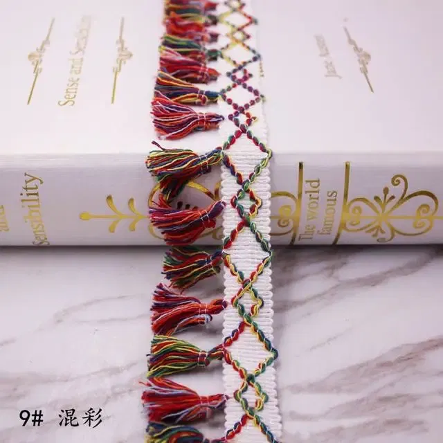 Color: DULL - 1Yard Lace Ribbon Sewing Trim Tassel Trim Lace Fabric Sewing Fringe Sewing Lace Kintted Fabric Handmade DIY Craft Accessories