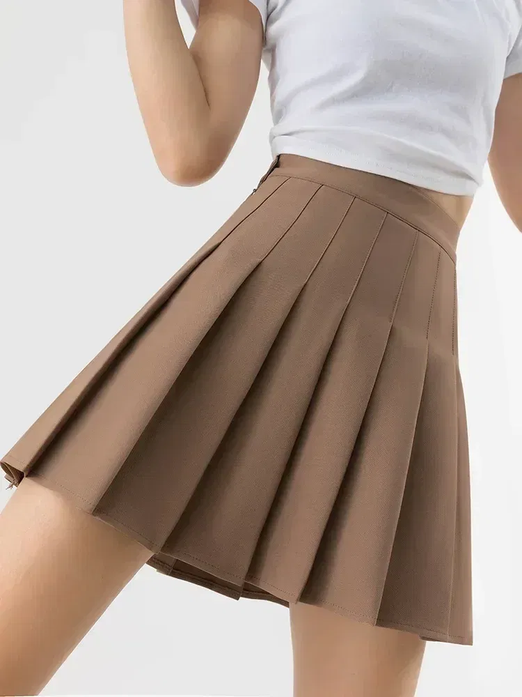 Color: Yellow, Size: M - High Waist Pleated Skirt Slim A-Line Mini Harajuku Punk Sexy Female Summer Gothic Clothes Korean Fashion Clothing