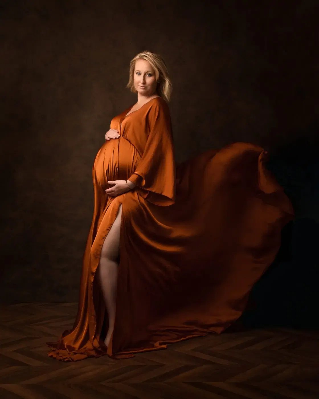 Color: Chocolate - Boho Maternity Photography Props V Neck Dresses Free Size Adjustable Soft Pregnancy Photo Shoot Sides Slit For Baby Shower