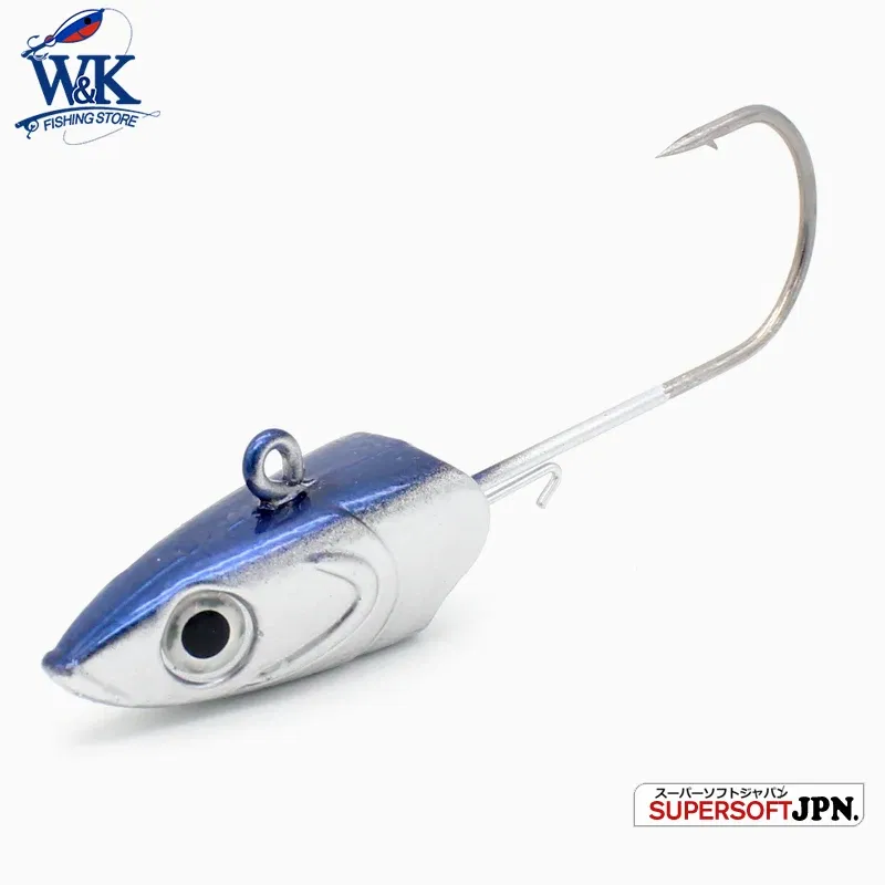 Color: Light Grey - WK Strong 8/0 90g and 6/0 60g Jig Hooks Big Jig Head for Soft Lure Weighted Fishing Hooks Colorful JIGS