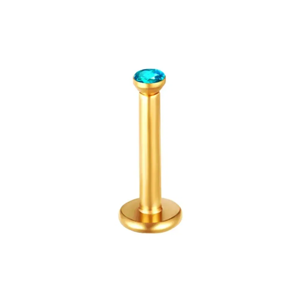 Metal color: Pure Gold Color - 2X 16g 1.2mm Crystal Steel -Gold- Labret Ring Bar Ear Cartilage Tragus Monroe Lip Nose Stud Internally Threaded Piercing