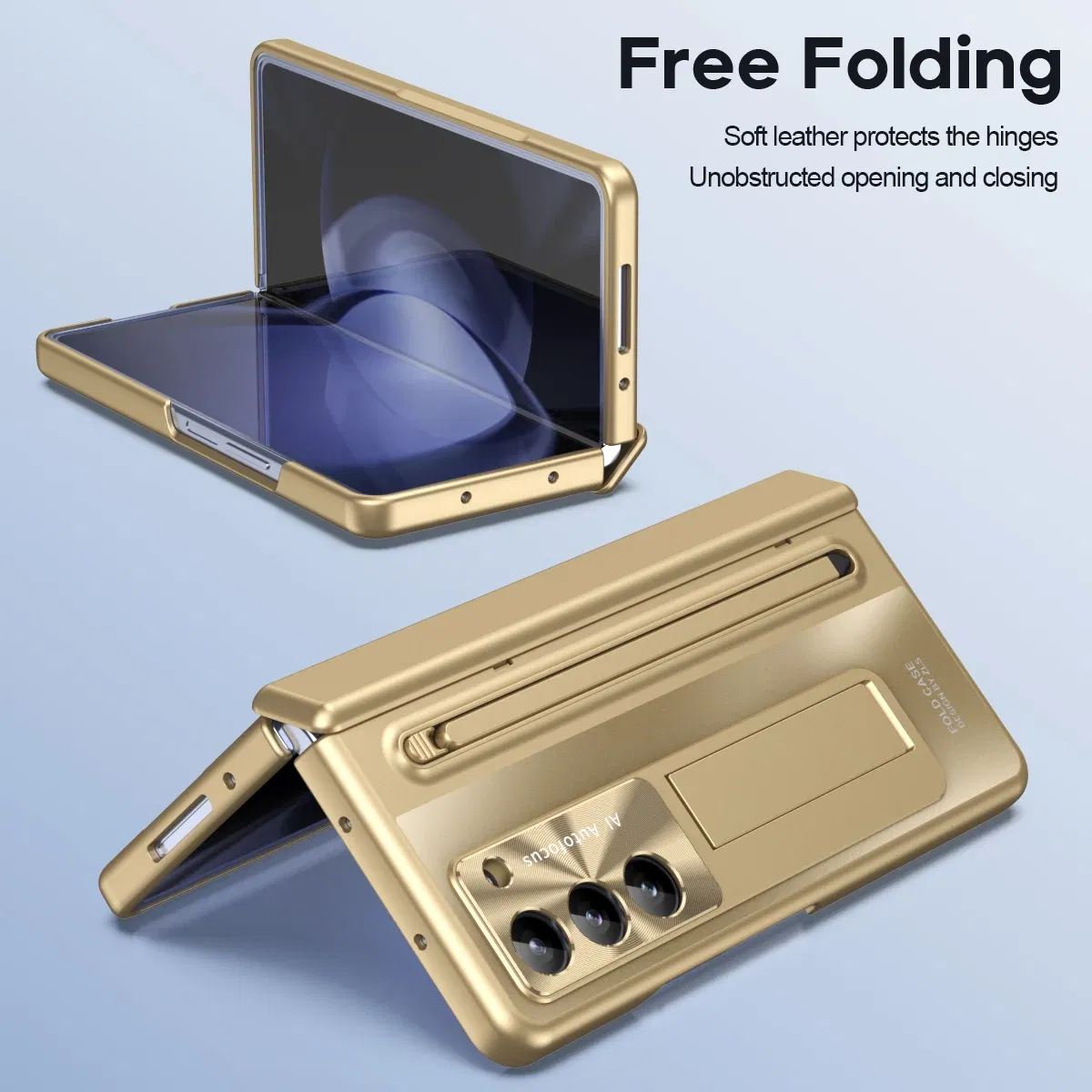 Color: Malachite Blue, Material: Aluminum - With Touch Pen For Samsung Galaxy Z Fold 6 5 4 Case Hinge Armor Shockproof Magnetic Kickstand 360 Full Protection Folding Cover