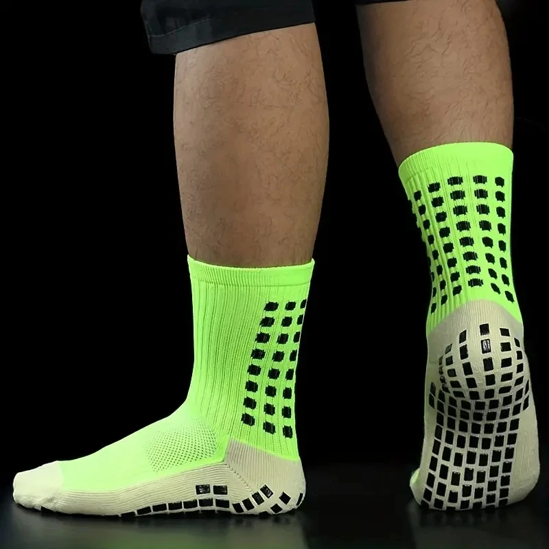 Color: Black - 3 Pairs Anti-slip Football Socks Men Women Sports Socks Thickened Breathable Comfortable Football Basketball Running Grip Socks
