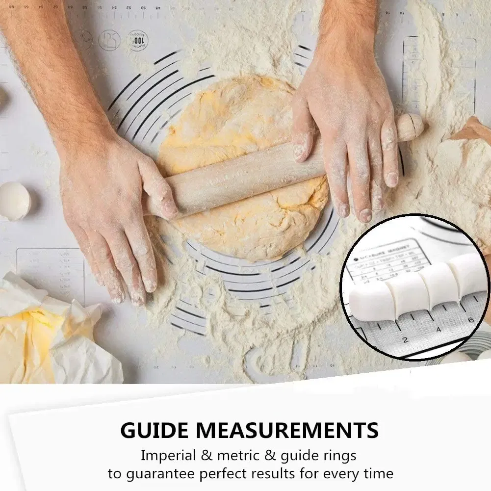 Color: Burgundy, Size: L - Large Size Silicone Kneading Pad Non-Stick Surface Rolling Dough Mat With Scale Kitchen Cooking Pastry Sheet Oven Liner Bakeware