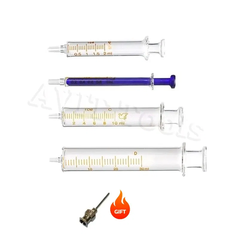 Color: grey - Glass Syringe 1ml 2ml 5ml 10ml 20ml 30ml Syringe Metal Needle Welding Oil Container Glass Push Rod Mobile Phone Repair Tools