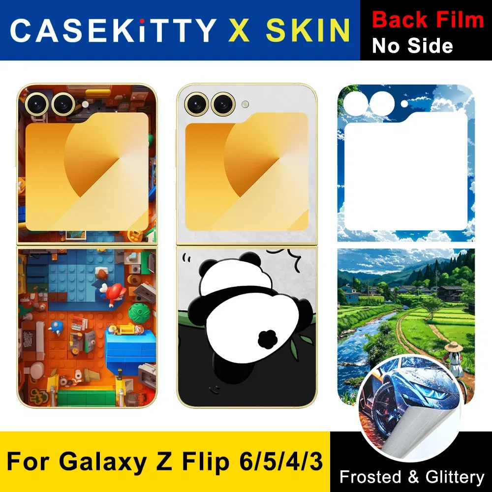 Color: SKY BLUE, Bundle: Bundle 21 - CASEKiTTY Skin For Galaxy Z Flip 5 Back Film Samsung Z Flip 6 Sticker Flip 4 3 Protective Decal Wrap Back Cover Screen Protector