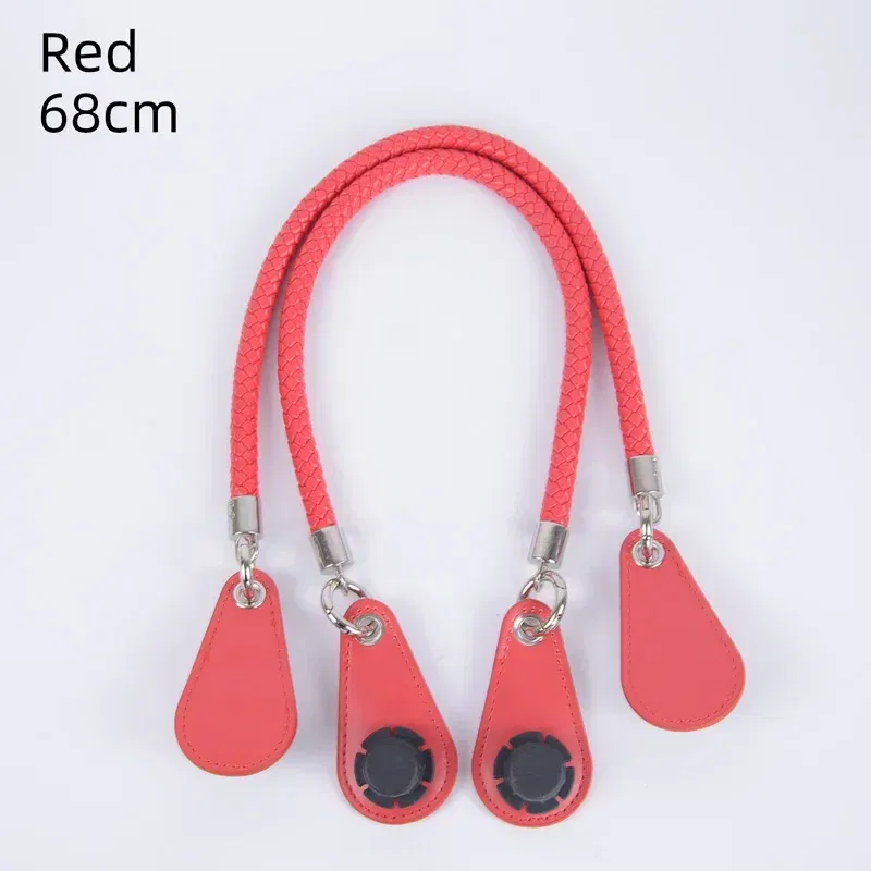 Color: Hot Pink, Ships From: CHINA - New 1 pair Obag PU Woven braided leather Rope Handles straps round handlefor O Bag accessoires