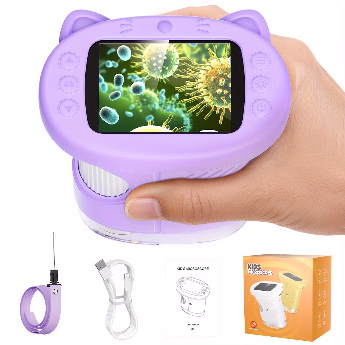 RIVGOT® 1000X Handheld Digital Microscope for Kids – Pocket Microscope with 6.1cm IPS Screen