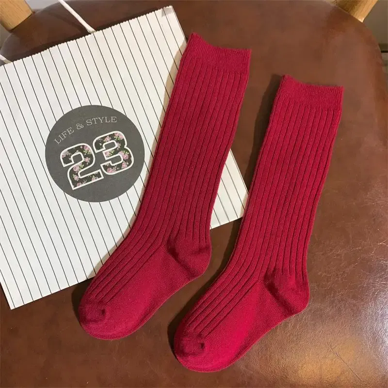 Color: Blue, Size: 7-9T - Baby Long Socks Over The Knee Little Girls Solid Cotton Socks Spring Autumn Long Crew Socks
