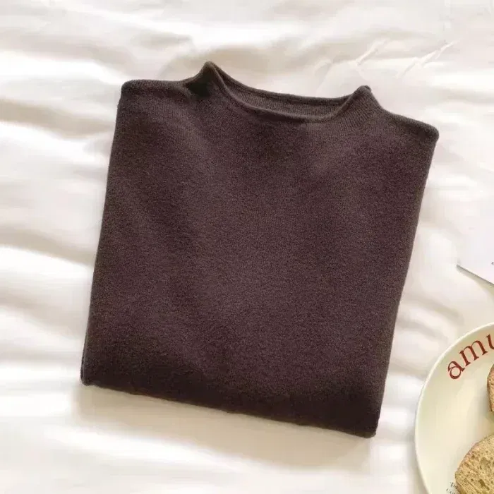 Color: Dark Grey, Size: One Size - 2025 Women Turtleneck Knitted Pullovers Solid Sweater Harajuku Korean Soft Warm Knitwear Autumn Winter Fashion Slim Jumpers Tops