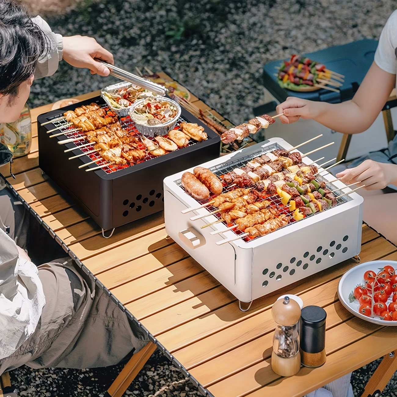 WEST TUNE® Outdoor Square Drawer Charcoal Stove – Portable Multi-Purpose Charcoal BBQ Grill