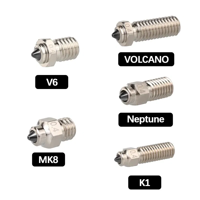 Color: green, Size: 0.4mm - Mellow DLC Hardened Steel & Copper Wear Resistant Bimetal HC Nozzle For V6 / Volcano /Mk8 Hotend Neptune4 K1 Nozzle 3D Printer