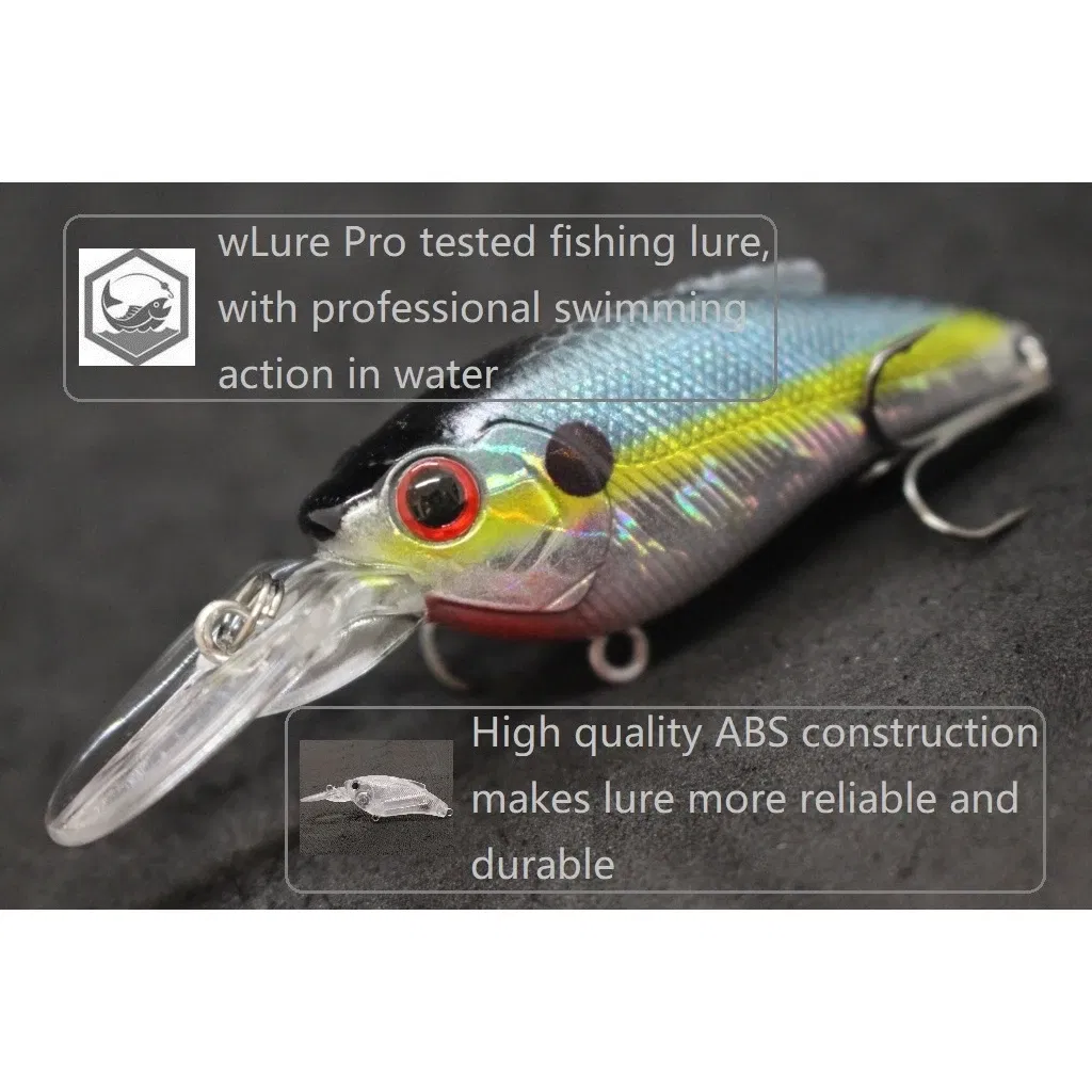 Color: PURPLE - wLure Fishing Lure Wobbler 9.4g 7cm Loud Rattling Weight Transfer to Make Longer Casting 2 #6 Treble Hooks ABS Construction C647