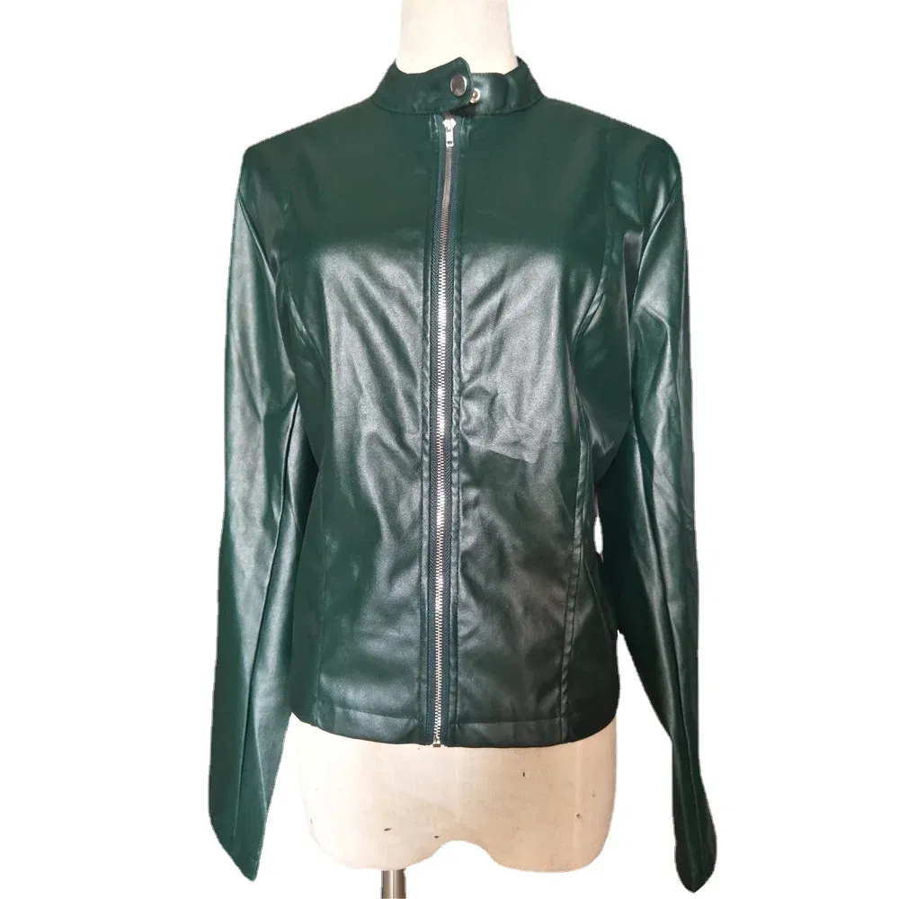 Color: Gold, Size: XL - Womens Spring Full Long Sleeve Jacket Coat Autumn Leather Blazer Winter Zipper Outwear Suit Cardigan Female  Jackets