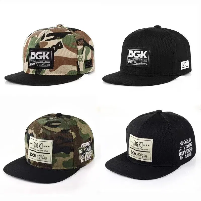 Color: WHITE, Size: Adjustable - New Korean Version Duck Tongue Cap Dgk Panel Letter Duck Tongue Cap Camouflage Unisex Versatile Men and Women's Same Baseball Ca