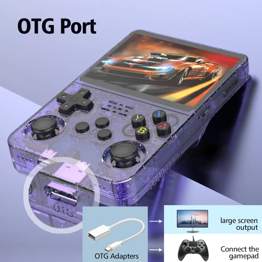 Color: WHITE - Open Source R36S Retro Handheld Video Game Console Linux System 3.5 Inch IPS Screen Portable Pocket Video Player R35S 64GB Games