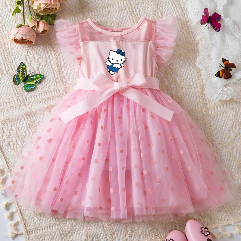 Color: Navy Blue, Size: L - Hello Kitty 2-6Y Baby Girl Dress Princess Mesh Skirt Summer Sleeveless Wedding Party Dresses for Girls Summer