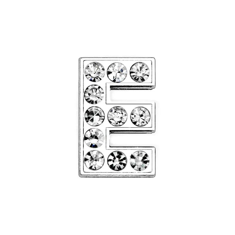 Color: GRAY - Rhinestone Slide Letter Charms For Jewelry Making Women Bracelet 8mm Alphabet A-Z Pet Collar Necklace DIY Accessories Gift