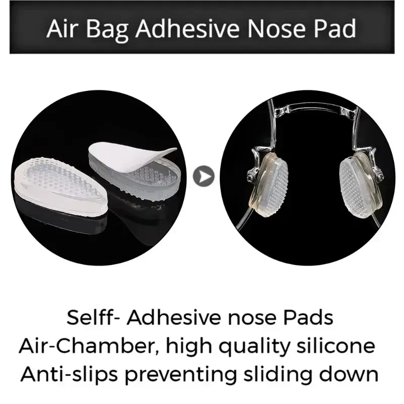 Color: Pink - Silicone Glasses Nose Pads Soft Non Slip Air Cushion Nose Holder Transparent Invisible Self Adhesive Sticker Eyewear Accessories