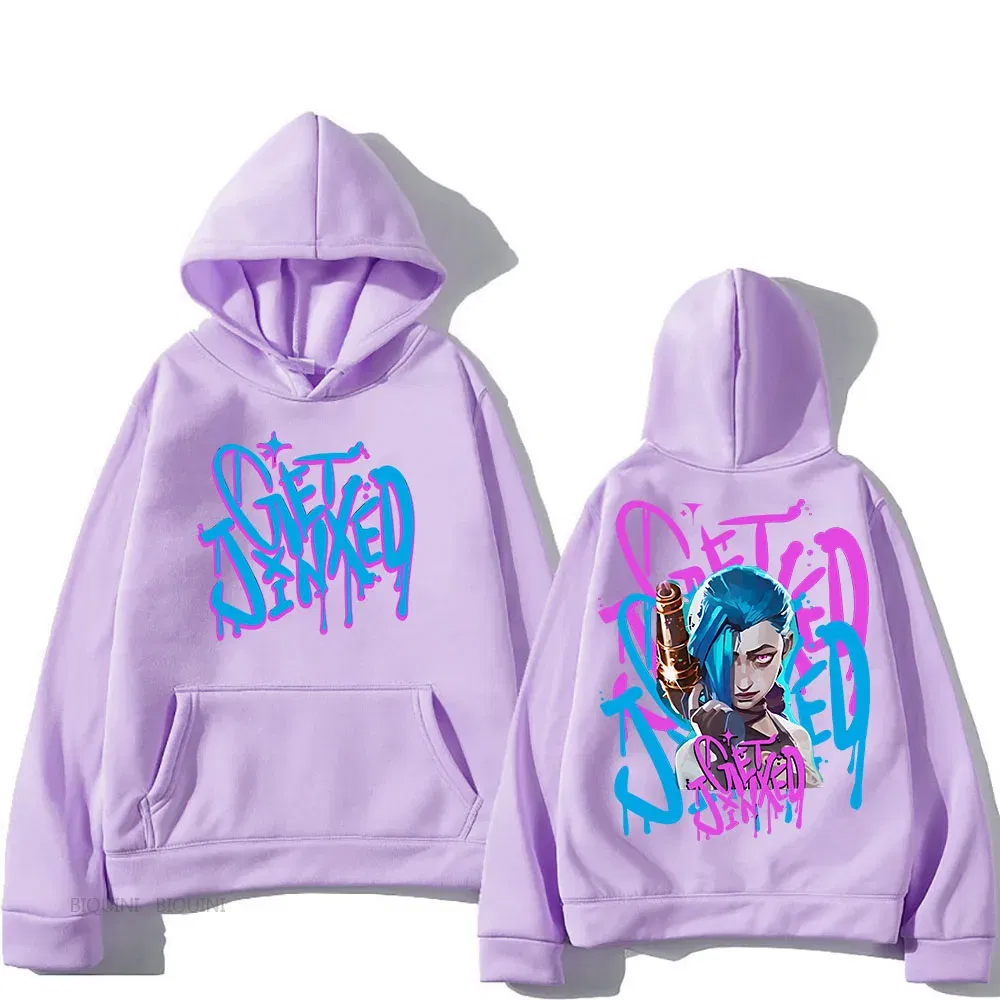Color: green, Size: XXXL - Arcane Jinx Cute Hooded Anime Print Harajuku Kawaii Sweatshirt Long-sleeved Cartoon Fleece Clothes Moletom Fashion Pullovers