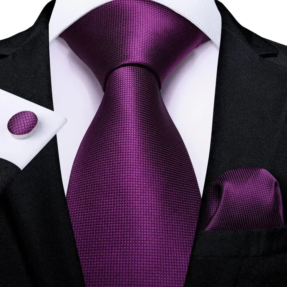 Color: Black Green - Hi-Tie Purple Paisley Silk Elegent Tie for Men Novelty Design Handky cufflink Tie Set Party Business Wedding Dropshipping
