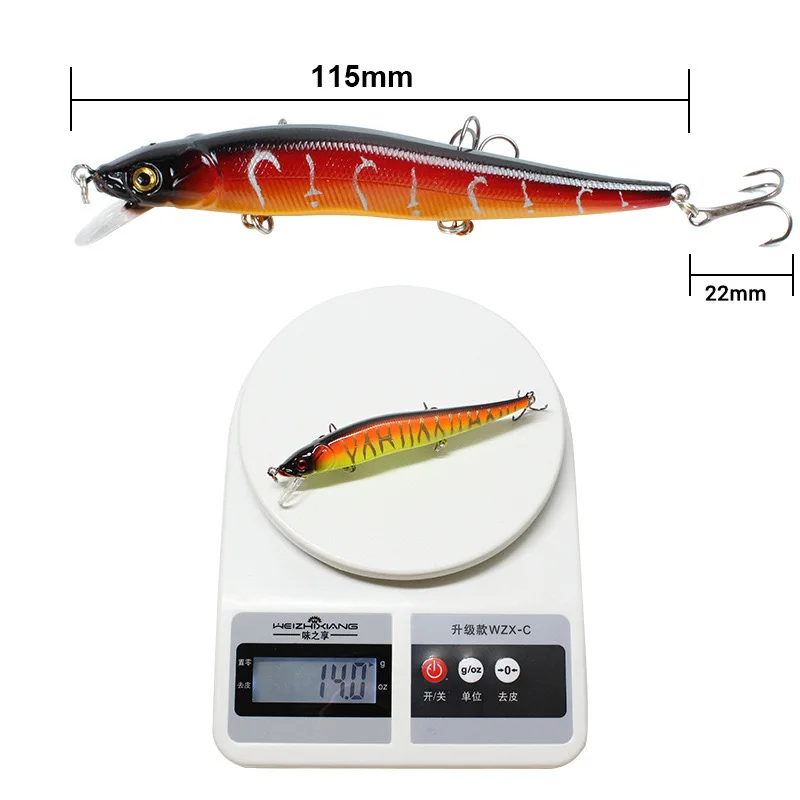 Color: Red - Fishing Lure 11.5cm/14g Artificial Bionic Swing Hard Bait Tackle 3D Eyes Hook Wobbler Carp Fishing Pesca for Bass Pike 5/10Pcs