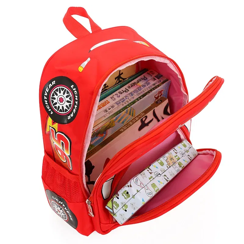 Color: WHITE - Disney car children's bag kindergarten boy safety backpack primary school students 3-6 years old