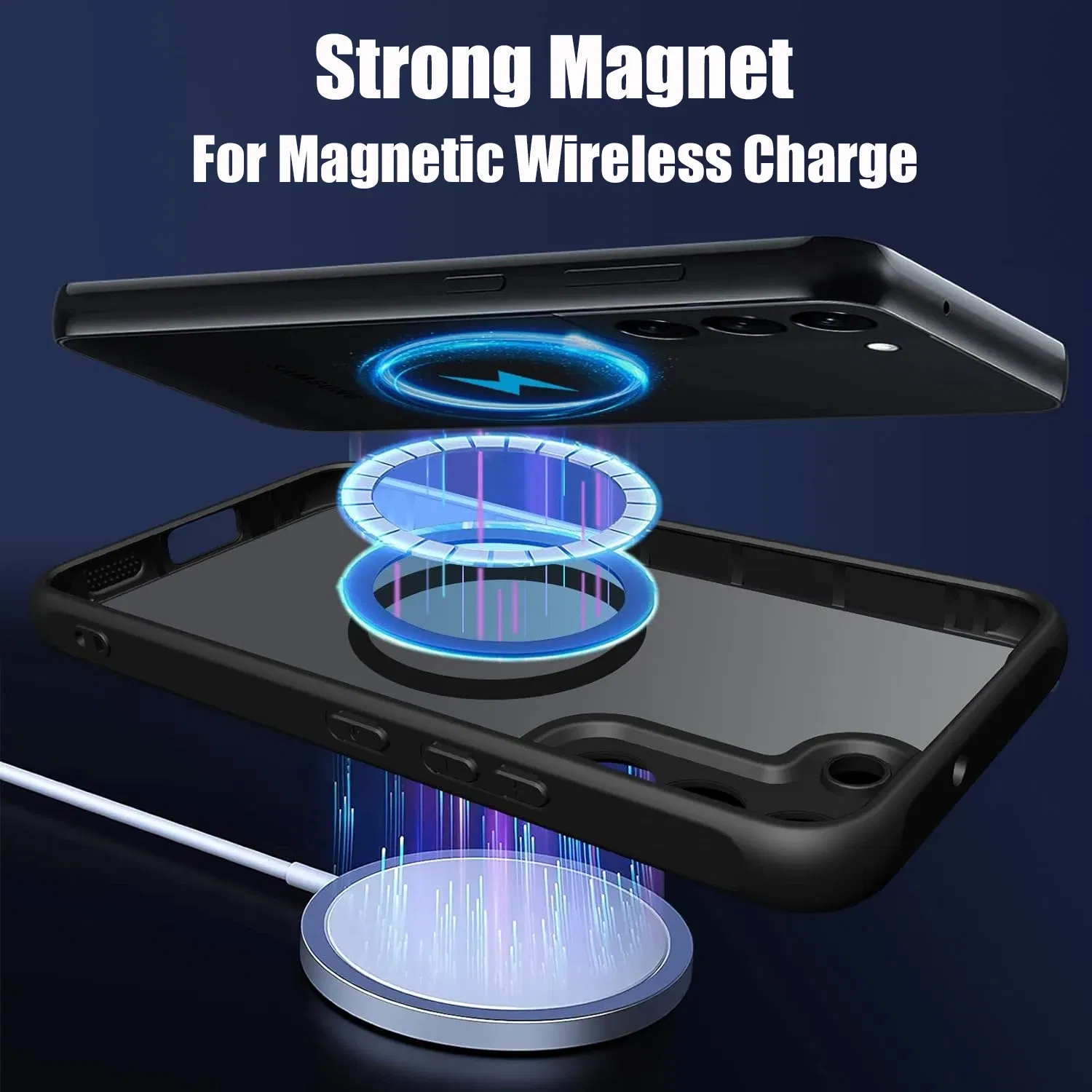 Color: Beige, Material: EVA - UYUXIO Translucent Magnetic Mobile Phone Case with Kickstand for Samsung Galaxy S25 Ultra S24 S23 FE S22 Plus Slim Stand Cover