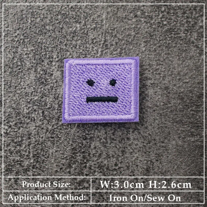 Color: Red - Square Expression Embroidered Applique Patches Fabric Garment Apparel Clothing Accessories Embroidery Badges Pink Black White