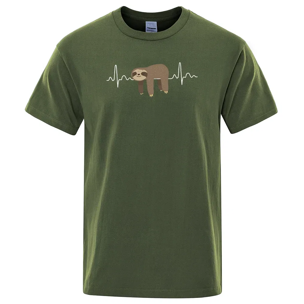 Color: SKY BLUE, Size: XXXL - Sloth Resting On Tummy Printing Mans T Shirts Crewneck Soft T-Shirts Comfortable S-XXXL Tee Shirts Oversized Casual T-Shirt Man